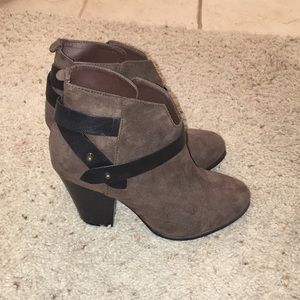 Brown faux suede booties